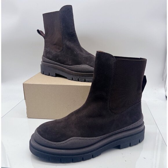 See By Chloe Alli Platform Ankle Chelsea Boots Brown Suede Pull On EU 40 US 10 - Picture 2 of 12